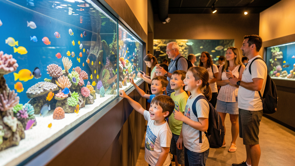Colorful tropical fish in aquarium exhibit
